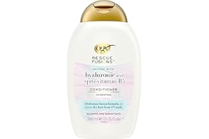 OGX Rescue Fusions Hydrating Conditioner, Hyaluronic Acid with Pro-Vitamin B5, Reduces Dry Hair from the First Wash, Sulfate Free, 385ml