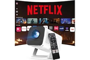 [Compatible with Netflix] Mini Smart Proyector 1080P Soporte 4K, Android 13, Auto Keystone, WiFi 6 Bluetooth 5.4, Google CTS Approved Proyector Portatil iOS/Android/TV Stick LYNCAST N300 Projector