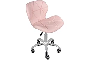 Charles Jacobs Home Office Swivel Computer Desk Chair with a Height Adjustable Chrome base and Wheels - Pink PU