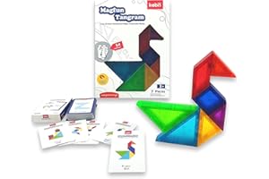 JUEGACONMIGO KEBO Tangram Magnético 3D. Juego Educativo, Rompecabezas con 7 bloques de construcción y 54 retos a conseguir. (Magfun)