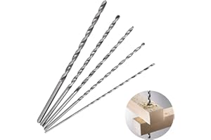 AOBETAK Brocas Helicoidales Extra Largas de 150 mm, 5 Piezas Brocas de Acero de Alta Velocidad HSS Largo para Madera de Plástico y Aluminio (2/3/3,5/4/5 mm de Diámetro)