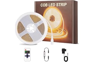 ‎PSTAR PSTAR COB LED Streifen Warmweiss 2700K 4M, TV Led Beleuchtung 320LEDs/M Dimmbar LED Strip Lights, mit RF Fernbedienung, Flexibel LED Band licht für Schlafzimmer,Zuhause DIY Beleuchtung