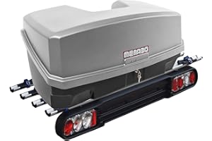 MÉNABO Menabo Kupplungsträger Heckträger Race 4 für 4 Räder + Transportbox Nekkar 300 Liter Silber