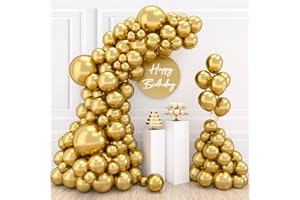PATIMATE Gold Balloon Arch Kit - 110 PCS, Durable Latex Party Balloons for Happy Birthday, Kids Party, Wedding, Baby Shower, Anniversary Decorations (18/12/10/5 Inch)