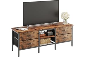 CAIYUN TV Stand with Storage, TV Table 55 Inch with Drawers for 60 65 Inch TV, TV Console Table, TV Bench for Living Room, Bedroom(Brown,55 Inch)