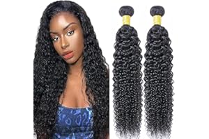 Lakaisa Curly Wave Human Hair Bundles Capelli Umani Brasiliani Extensions Sew in Hair Natural Black Real Hair Extensions 2 Bundles 100% Unprocessed Brazilian Virgin Hair for Woman 28 28 Inch