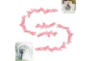 FENGJIAHUI 2 Stück Künstliche Deko, Blumengirlande Deko, Kirschblütengirlande, Blumen Girlande, Blumengirlande, Party Hochzeit Deko Künstliche, Kirschblüten (Stil 2 Dunkelrosa 360MM)