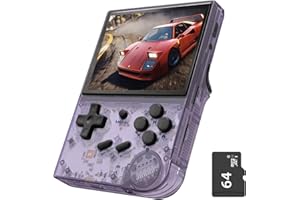 ARCELI ANBERNIC RG35XX Handheld Game Console, 3.5 Inch IPS Screen, Linux System, 64G TF Card, 5400+ Classic Games, Support HDMI TV Output, 2100mAH Large Capacity, Support Wireless Wired Gamepad(Purple)