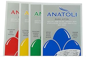 Anatoli Eierfarben Set aus Griechenland rot gelb grün blau 4X 3g lebensmittelecht - Eier Farbe inklusive Handschuhe - griechische Ostern