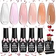 beetles Gel Polish 6 Colors Jelly Winter Gel Nail Polish Set Gift, Milky White Sheer Pink Nude Brown Translucent Soak Off Uv Nail Gel Diy Art for Girls Women Ultimate Monochrome Collection