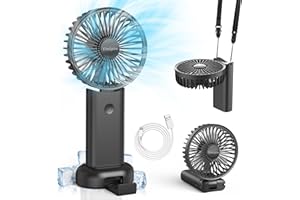 Timiyou Mini Ventilador Portátil para Viajes, Ventilador de Mano con Batería Recargable y Base. Ldeal Para Camping, Oficina y Casa