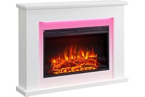 FLAMME Ingleton Fireplace with 48" surround with 2kW Fireplace Heater White Multiple Colours Available