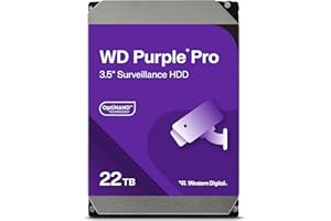 ‎WESTERN DIGITAL WD Purple Pro 22TB Internal Hard Drive 3.5" - OptiNAND, 550TB/Year Workload Rate, 512MB Cache, 7200rpm, AllFrame AI Technology