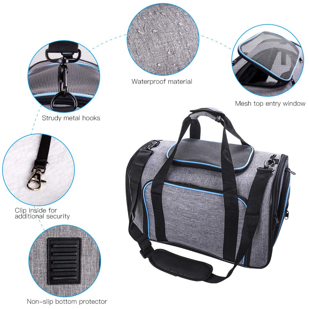 Siivton Pet Carrier for Cat, Puppy, Portable Foursides Expandable