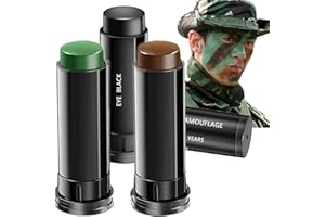 HOUSN Kit de 3 piezas de pintura facial de camuflaje, pintura facial de camuflaje, camuflaje marrón y verde，camaleón, supervivencia, militar (negro, marrón, verde)