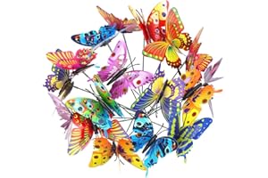 DERAYEE 24 Pieces Garden Butterflies Stakes Double-deck Butterflies Ornaments for Yard Patio Party Halloween Christmas Decorations