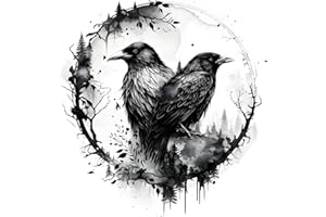 Samunshi Hugin und Munin Raben Krähen Aufkleber Autoaufkleber für Motorrad Fahrrad Roller oder Auto Sticker Fahrrad MTB Mountainbike Rennrad Viking Wikinger (12x15cm Hugin und Munin Raben Krähen)