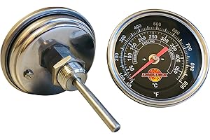 LAVALOCK Black Face BBQ Grill Thermometer 50F-900F High Temp Range Heavy Duty Premium Quality Smoker Thermo 2 Inch or 3" with M8 or 1/2 NPT Thread (3 in. Face, 3 in Stem, 1/2" NPT Thread)