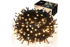 EPESL Luci di Natale 35M 320 LEDs Natalizie per Interno da Esterno, Funzione di Memoria con 8 Modalità Estensibile Stringa Luce Decorazione per Alberi, Domestici, Halloween, Festa, Nozze - Bianco Caldo
