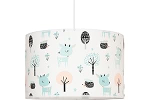 youngDECO® Lámpara colgante infantil 2xE27, difusor de luz, pantalla de tela (algodón) grande Ø38cm, lámpara de techo completa para habitación infantil, fabricada en la UE
