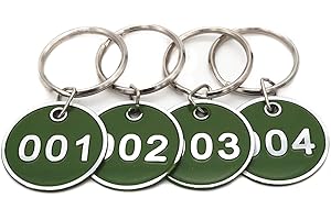 NanTun Juego de llaveros con chapas de metal numeradas, de aleación de aluminio, para llaves, número de identificación, llaveros numerados, 50 unidades
