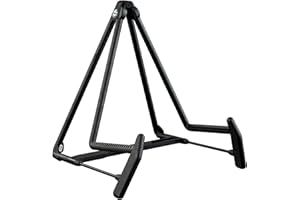 K&M 17580 Support de guitare A Heli 2 Schwarz en acier - 18,5 à 23 cm de largeur - Pied pour instrument - guitares, violoncelle