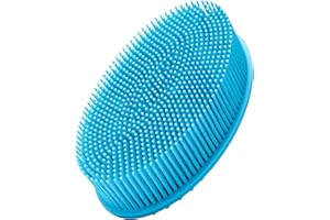 KTHZI Silicone Body Brush, Soft Body Scrubber Shower Brush Exfoliating Cleaning Brush, Comfortable Face Skin Massage Tool (Blue)