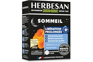 HERBESAN - NOCTAPHYT LIBÉRATION PROLONGÉE - Mélatonine 1.8 mg - Sommeil, réveil nocturne, décalage horaire - 30 comprimés