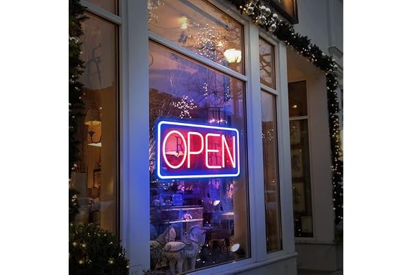 SOLIDEE Neon LED Open Lettre Art Mural USB Gradable Lampe Sign pour Salle de Magasin Club Garage Deco Enfants Chambre Cadeau Décoration Bar de Fête (bleu rouge)