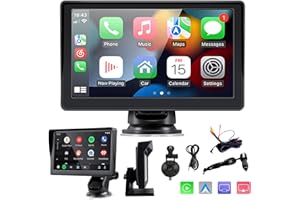 sunweyer Sunweyer Bezprzewodowy ekran samochodowy Carplay i Android, przenośne radio samochodowe, ekran dotykowy IPS 7", obsługa kamery cofania 1080p i nadajnik Bluetooth/AUX/FM