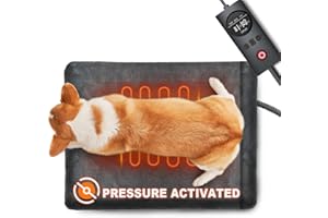 UNCN Dog Cat Heating Pad Pressure Activated Pet Heating Pad Safe Automatic Electric Heated Bed Mat for Indoor Pet, Warming Pad with Chew Resistant Cord, Adjustable Temperature, Waterproof Washable 18 X 22"