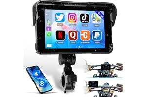 Bärbar Carplay-skärm för motorcykel, trådlös Carplay och Android Auto för motorcykel, 5" IP68 vattentät pekskärm för motorcykel, GPS-kompatibel, spegellänk, Bluetooth