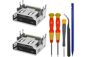 XYQMLY 2 Pcs HDMI Port Socket Connector, HDMI Port Interface Connector Replacement + 5 Pcs Screwdrivers, HDMI Display Socket Connector