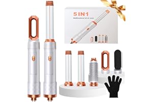 UKYITU Airbrush 5 in 1 Hair Stylers, Magic Styler Air Styler Set with Curl Straighten, Volumise, Smooth and Hairdryer Brushes for Styling, Blow Dryer Brush, Air Styler for All Hair Type/Length