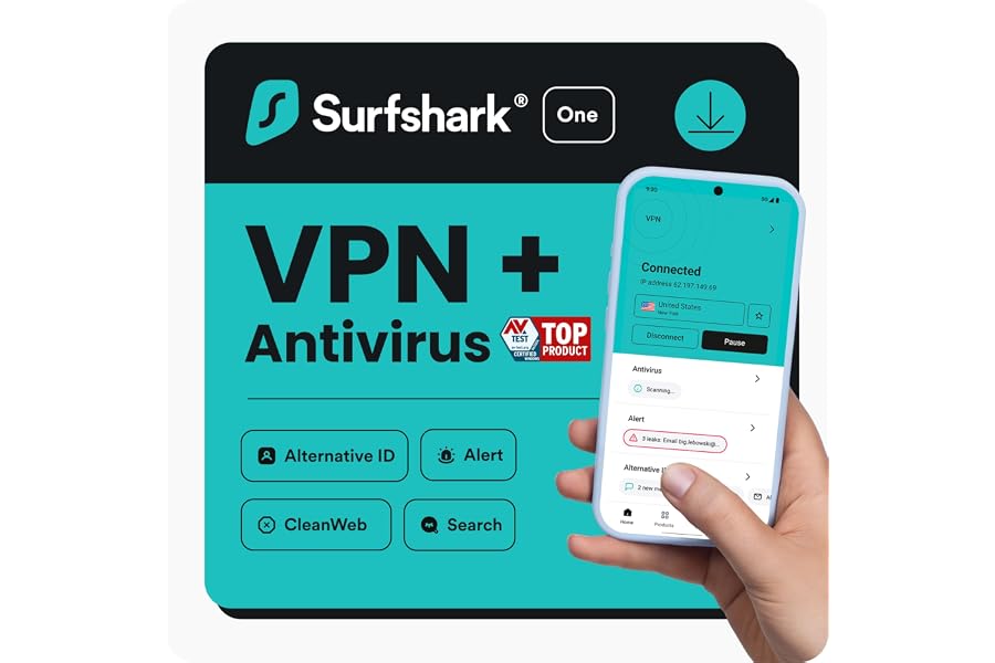 Surfshark One, VPN, Antiviruse, 6 Mesi, Codice Digitale