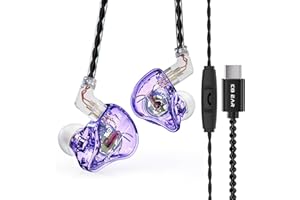 keephifi USB C in Ear Monitor, KBEAR Storm Écouteurs filaires USB C, Pilote Dynamique IEM de 10 mm avec câble détachable pour chanteurs, Musiciens, audiophiles (Violet, USBC avec Micro)