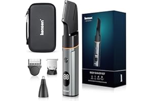 Body Hair Trimmer Men, KENSEN Body Groomer for Private Parts & Pubic Hair Electirc Razor for Men, Wet and Dry Body shavers with LED Body Trimmer Men Rechargeable Ball Trimmer
