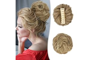 BARSDAR Claw Clip Messy Bun Hairpiece, Clip in Hair Scrunchies Curly Synthetic Hair Bun Extensions for Women Ponytail Updo Hair Donut Chignon