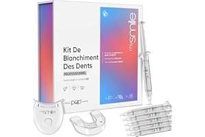 MYSMILE Kit Blanchiment Dentaire Professionnel - 6x3ml Gels Pour Blanchiment Des Dents Sans Peroxyde d'Hydrogène Avec PAP - Avec Lampe à LED et Gouttière Dentaire Sans Fil - My Smile Blanchiment Dentaire
