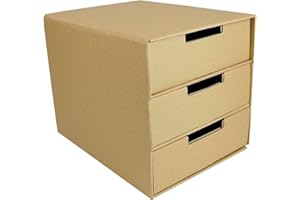 TimeTEX - Caja de cartón para cajones | Caja de cajones ecológica y resistente para organizar tu espacio de trabajo. Natural, resistente. Contenido: caja de 3 cajones