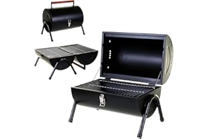 Marko Outdoor BBQ Portable Barrel Barbecue Steel Table Top Outdoor Garden Camping Picnic Grill