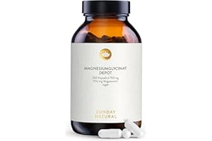 ‎SUNDAY NATURAL SUNDAY NATURAL® Magnesium Bisglycinat - 240 Kapseln - 300mg reines Magnesium pro Tagesdosis, Hochdosiert - Depot Magnesiumglycinat als organisches Aminosäurechelat - Laborgeprüft, vegan