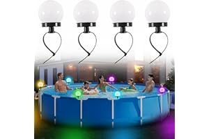 Begonia 4 unidades de iluminación solar para piscina, iluminación para piscina, accesorios para piscina de marco y piscina de suelo, impermeable, iluminación LED para estanque para exterior, jardín