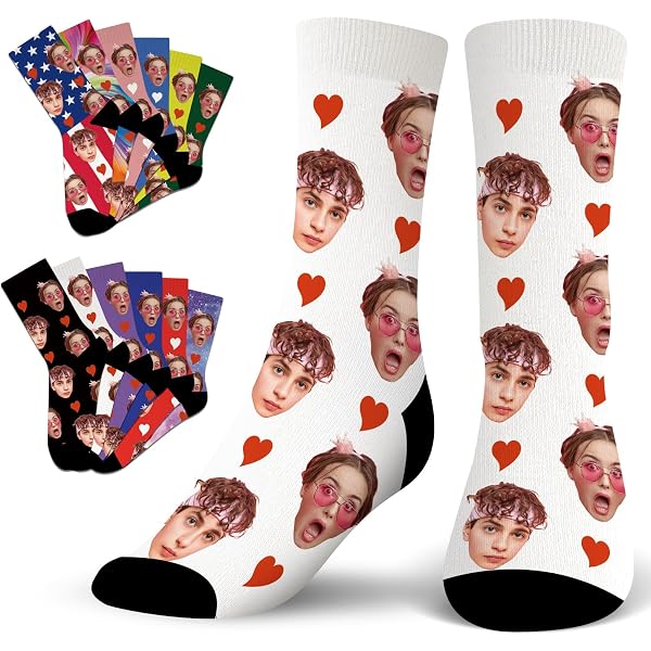 Chaussettes Personnalisées Avec Photo - Cadeau Humoristique Et Unique Pour Famille, Amis - Taille S/M/L - 7