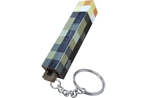HLMNAKE Schlüsselanhänger Fackel Pixel mit Beleuchtung, Anhänger 6.5cm Spiel Model mit Kabel und Schlüsselringe, bei sich tragen Spielebegeisterter Schlüssel Rucksack Deko