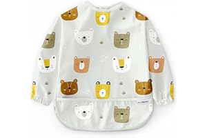 Nombear ® Baby Weaning Bib with Sleeves - Waterproof Baby Bibs 6-12 Months for Baby Led Weaning, Coverall Bibs for Baby Feeding, Long Sleeve Bibs for Toddler, Baby Bibs with Sleeves, Baby Apron