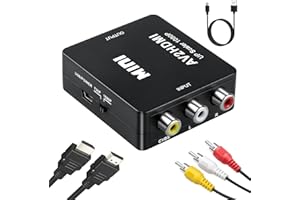SZJUNXIAO Adaptador RCA a HDMI, Euroconector a HDMI, 720 / 1080p Convertidor Audio y Video para PC Portátil XB0X PS4 PS3 TV STB VHS VCR Cámara DVD