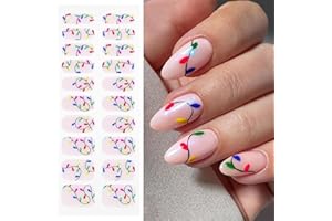 JMEOWIO Gel Nail Stickers Christmas Light Semi Cured Gel Nail Strips Wraps UV/LED Nails Art Design Decoration Accessories