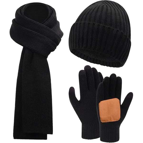 Pack Bonnet écharpe Gants 3en1 Hiver | Ensemble Chaud Unisexe Pour Ski, Sport, Quotidien - 3
