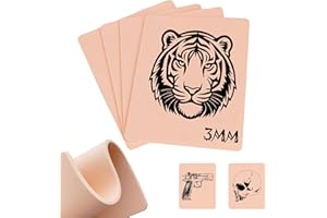 ‎EMALLA Tattoo Haut 3 mm, Emalla 4 Stück Tattoo Übungshaut 19cm x 14cm Doppelseitig Dicke Kunsthaut Tattoo Übungshaut Zum Tätowieren für Tattoo Zubehör